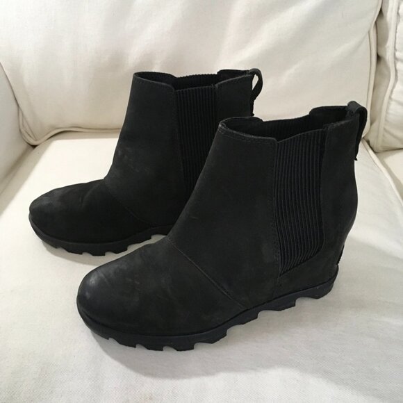 SOREL Women's Joan Rhapsody Chelsea Wedge Boot Black - Picture 1 of 7